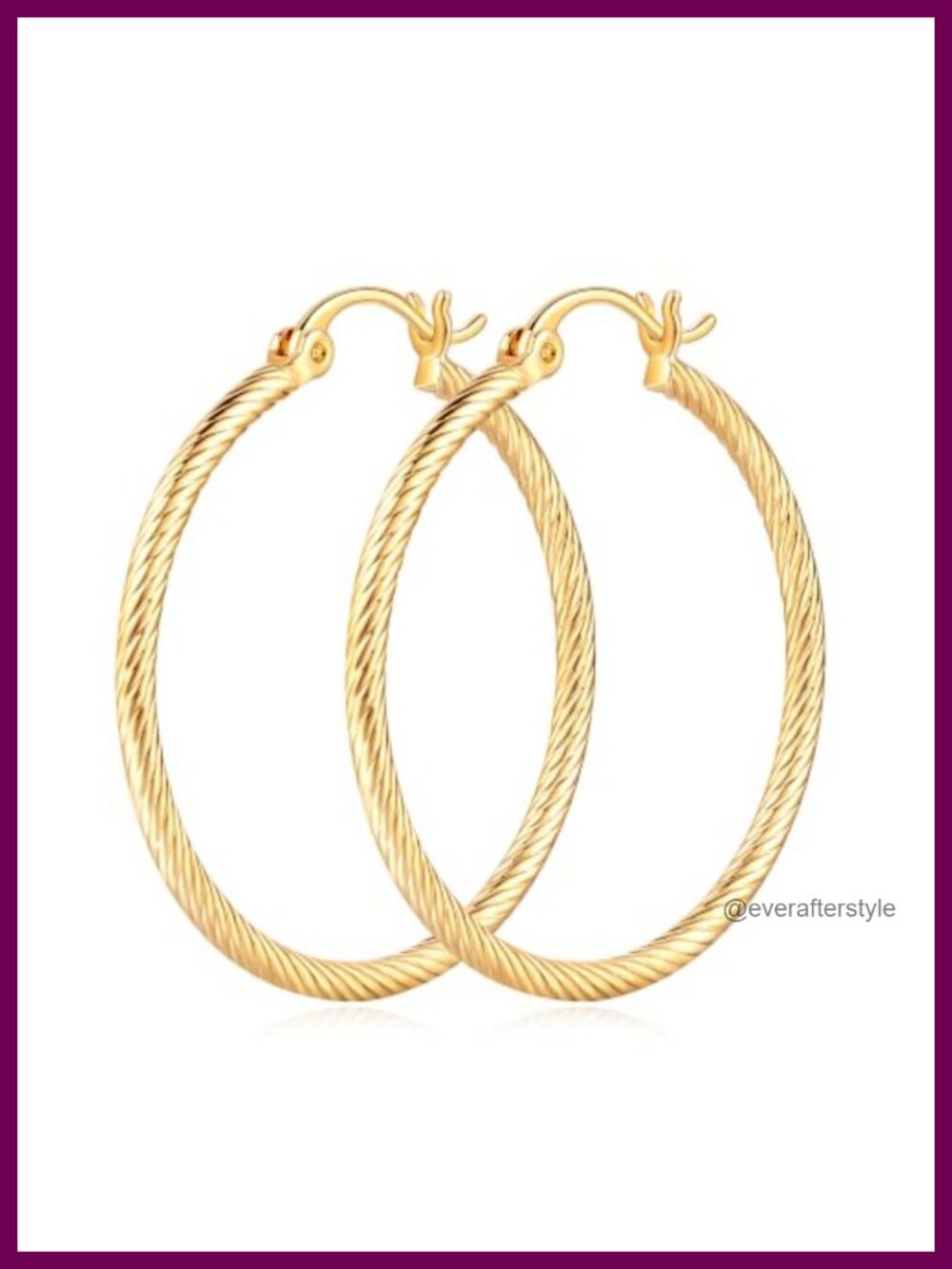14K Gold Plated Large Hoop Earrings for Women 35mm Latch Back